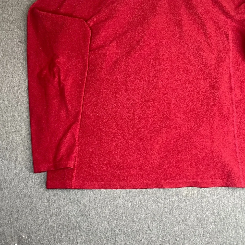 L.L. Bean Men's Large Red Fleece Quarter Zip Pullover Sweater Chest Pocket